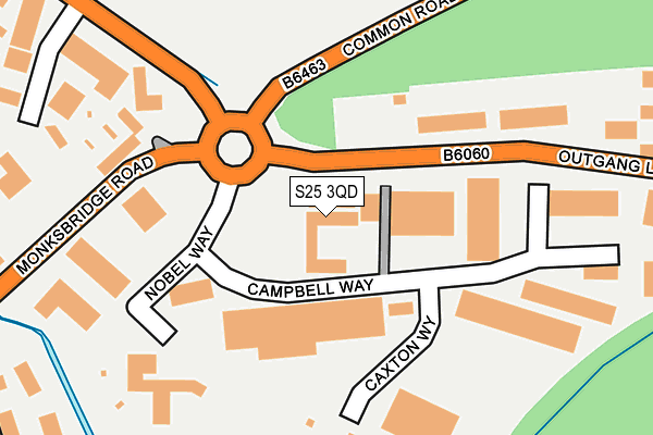 S25 3QD map - OS OpenMap – Local (Ordnance Survey)