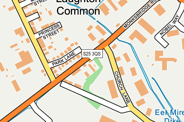 S25 3QS map - OS OpenMap – Local (Ordnance Survey)