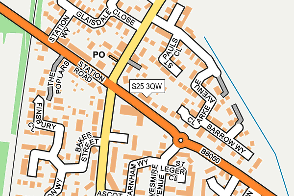 S25 3QW map - OS OpenMap – Local (Ordnance Survey)