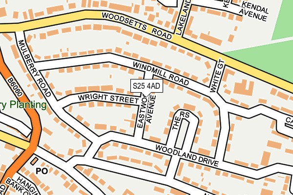 S25 4AD map - OS OpenMap – Local (Ordnance Survey)