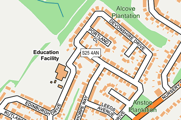S25 4AN map - OS OpenMap – Local (Ordnance Survey)