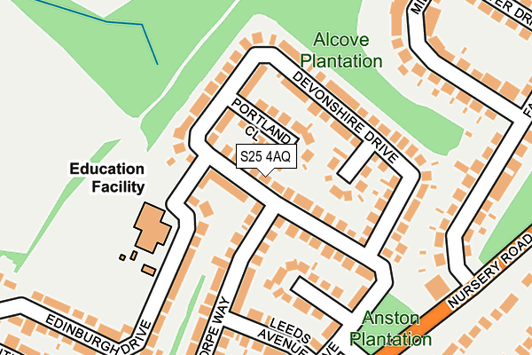 S25 4AQ map - OS OpenMap – Local (Ordnance Survey)
