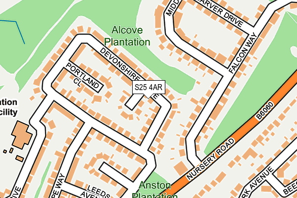 S25 4AR map - OS OpenMap – Local (Ordnance Survey)
