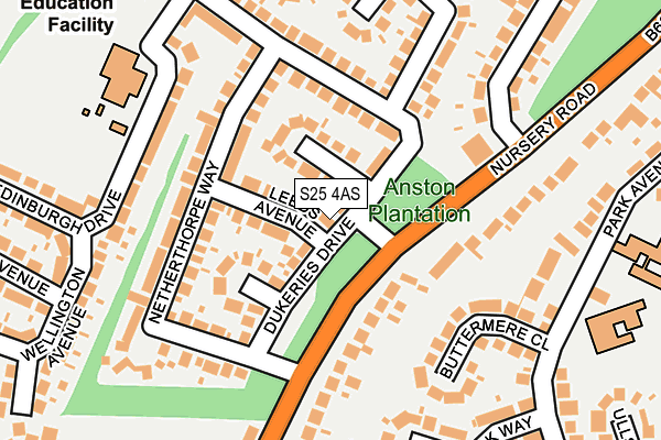 S25 4AS map - OS OpenMap – Local (Ordnance Survey)