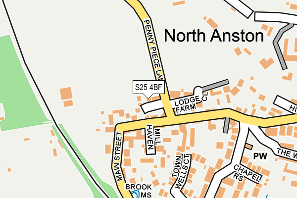 S25 4BF map - OS OpenMap – Local (Ordnance Survey)