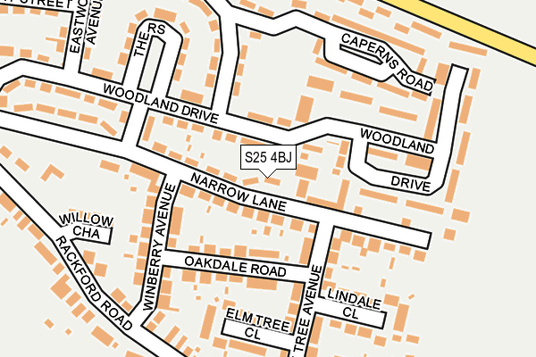 S25 4BJ map - OS OpenMap – Local (Ordnance Survey)