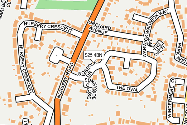 S25 4BN map - OS OpenMap – Local (Ordnance Survey)
