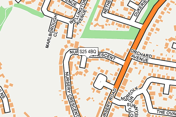 S25 4BQ map - OS OpenMap – Local (Ordnance Survey)