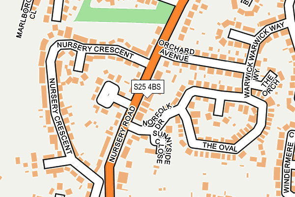 S25 4BS map - OS OpenMap – Local (Ordnance Survey)