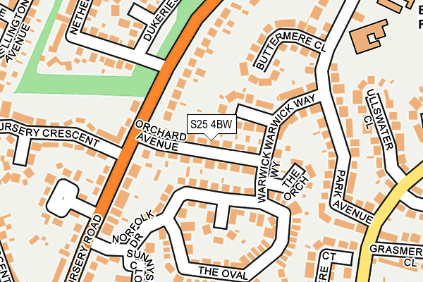 S25 4BW map - OS OpenMap – Local (Ordnance Survey)