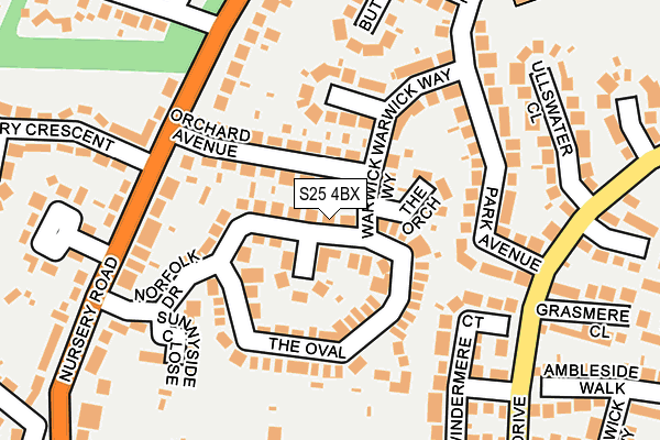 S25 4BX map - OS OpenMap – Local (Ordnance Survey)