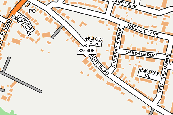 S25 4DE map - OS OpenMap – Local (Ordnance Survey)