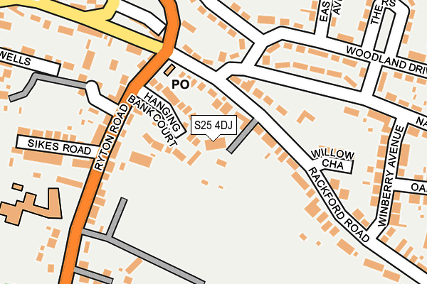 S25 4DJ map - OS OpenMap – Local (Ordnance Survey)