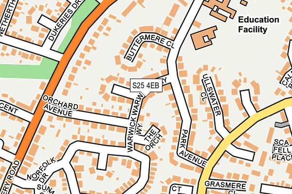 S25 4EB map - OS OpenMap – Local (Ordnance Survey)