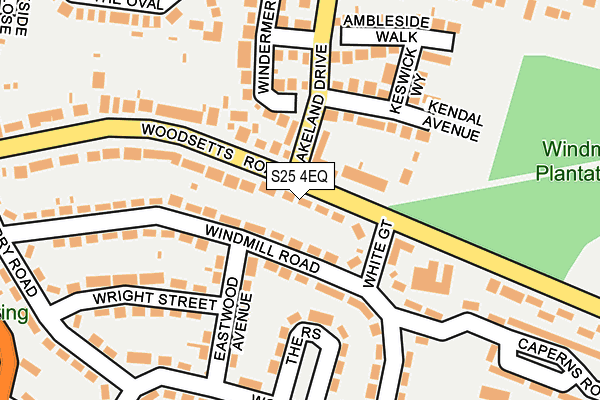 S25 4EQ map - OS OpenMap – Local (Ordnance Survey)