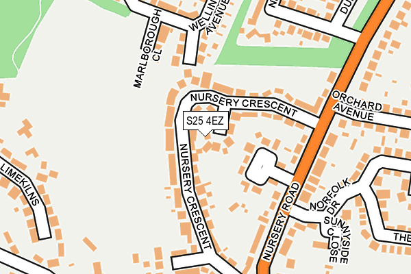 S25 4EZ map - OS OpenMap – Local (Ordnance Survey)