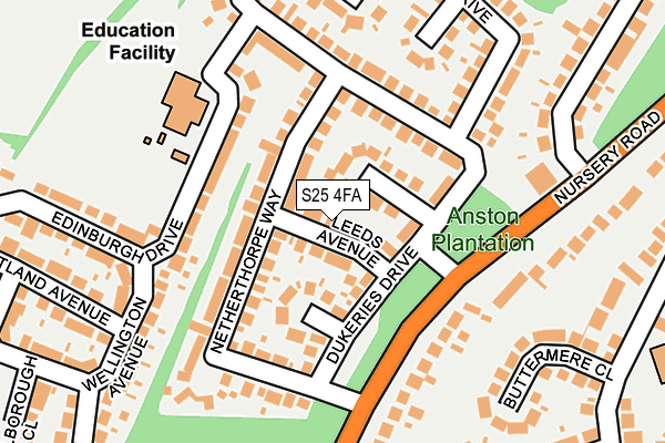 S25 4FA map - OS OpenMap – Local (Ordnance Survey)