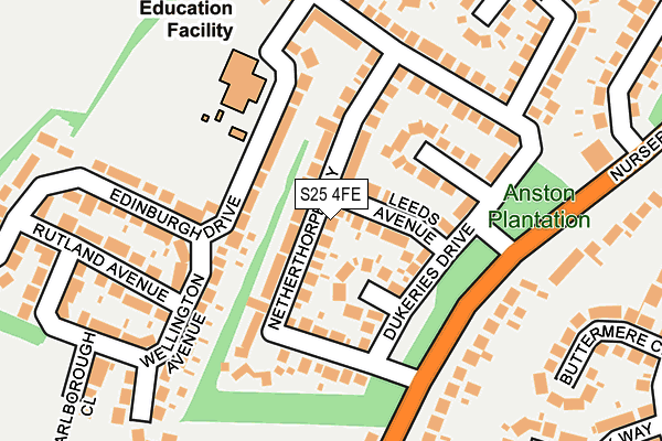 S25 4FE map - OS OpenMap – Local (Ordnance Survey)