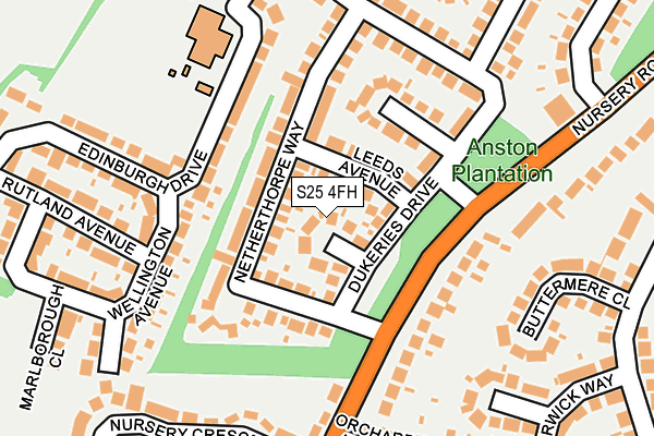 S25 4FH map - OS OpenMap – Local (Ordnance Survey)