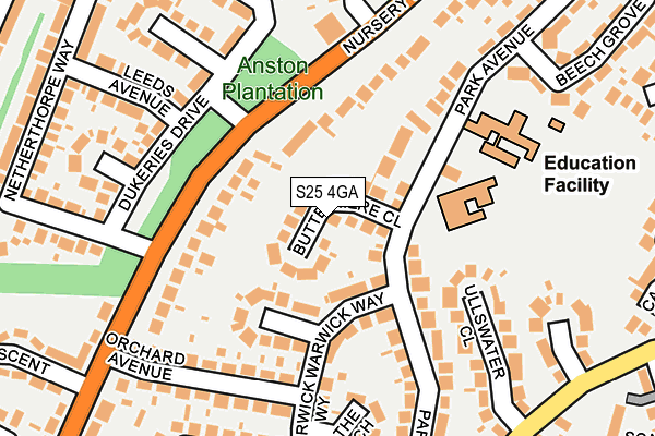 S25 4GA map - OS OpenMap – Local (Ordnance Survey)
