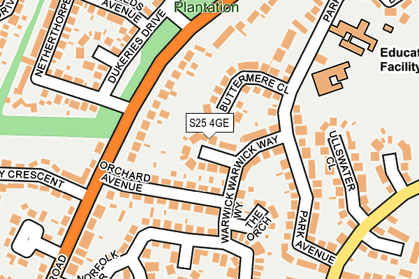 S25 4GE map - OS OpenMap – Local (Ordnance Survey)