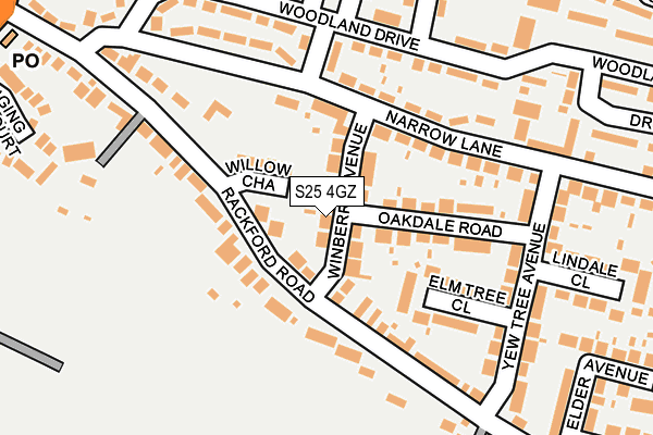 S25 4GZ map - OS OpenMap – Local (Ordnance Survey)