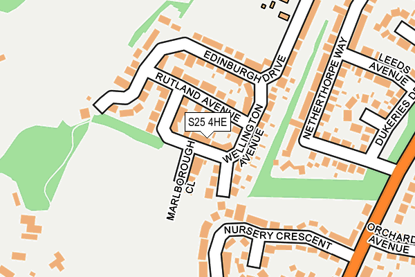 S25 4HE map - OS OpenMap – Local (Ordnance Survey)