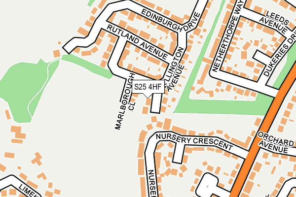 S25 4HF map - OS OpenMap – Local (Ordnance Survey)