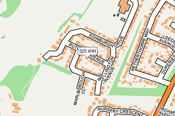 S25 4HH map - OS OpenMap – Local (Ordnance Survey)