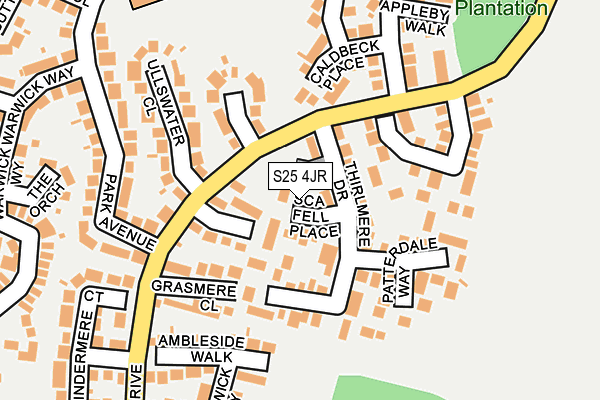 S25 4JR map - OS OpenMap – Local (Ordnance Survey)