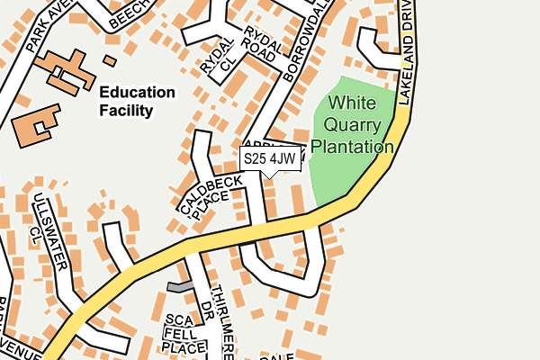 S25 4JW map - OS OpenMap – Local (Ordnance Survey)