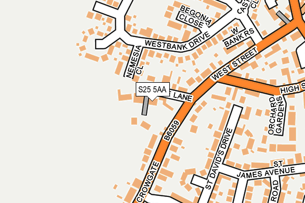 S25 5AA map - OS OpenMap – Local (Ordnance Survey)