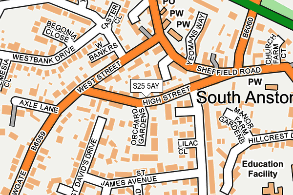 S25 5AY map - OS OpenMap – Local (Ordnance Survey)