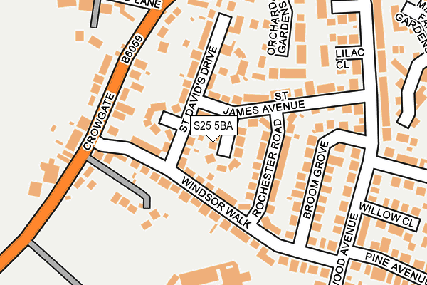 S25 5BA map - OS OpenMap – Local (Ordnance Survey)