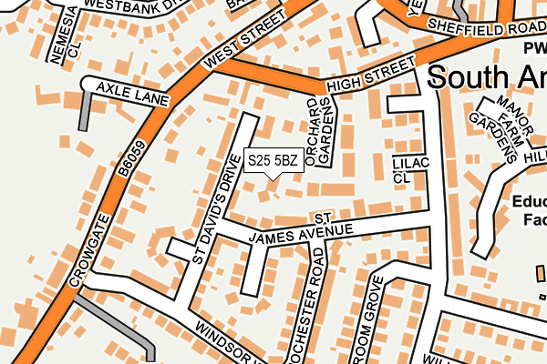 S25 5BZ map - OS OpenMap – Local (Ordnance Survey)