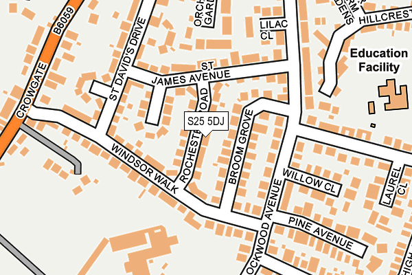 S25 5DJ map - OS OpenMap – Local (Ordnance Survey)