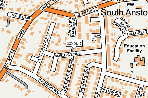 S25 5DR map - OS OpenMap – Local (Ordnance Survey)