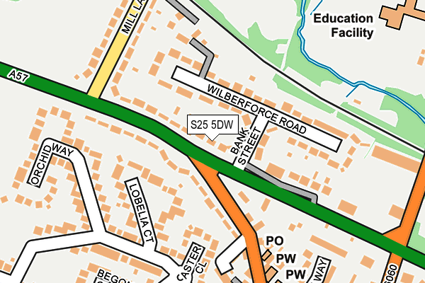 S25 5DW map - OS OpenMap – Local (Ordnance Survey)
