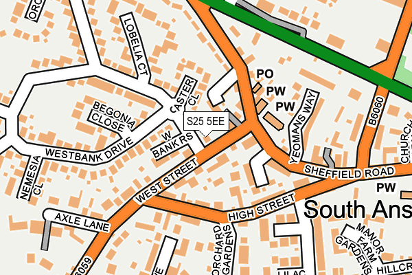 S25 5EE map - OS OpenMap – Local (Ordnance Survey)