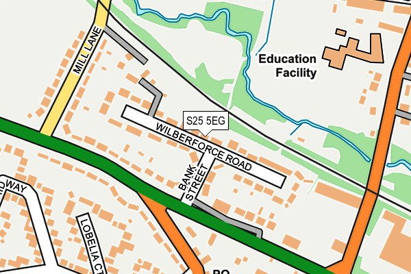 S25 5EG map - OS OpenMap – Local (Ordnance Survey)