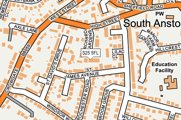 S25 5FL map - OS OpenMap – Local (Ordnance Survey)