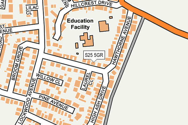 S25 5GR map - OS OpenMap – Local (Ordnance Survey)