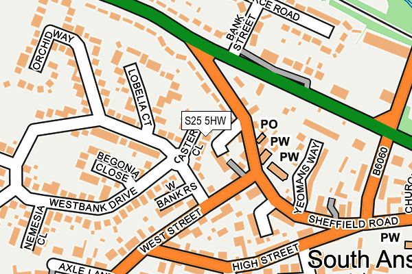 S25 5HW map - OS OpenMap – Local (Ordnance Survey)