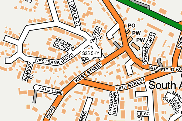 S25 5HY map - OS OpenMap – Local (Ordnance Survey)