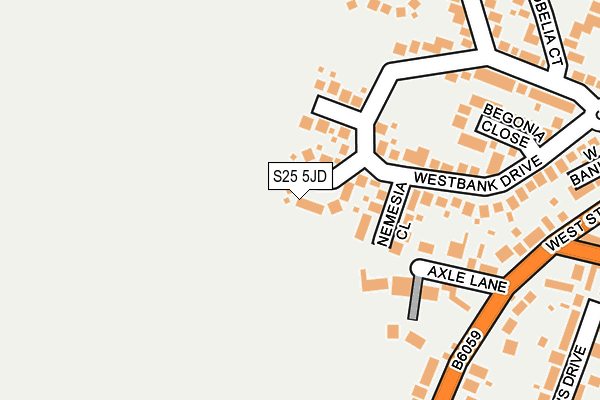 S25 5JD map - OS OpenMap – Local (Ordnance Survey)