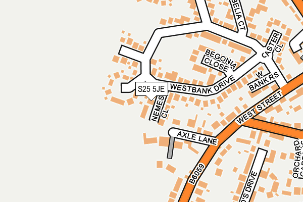 S25 5JE map - OS OpenMap – Local (Ordnance Survey)
