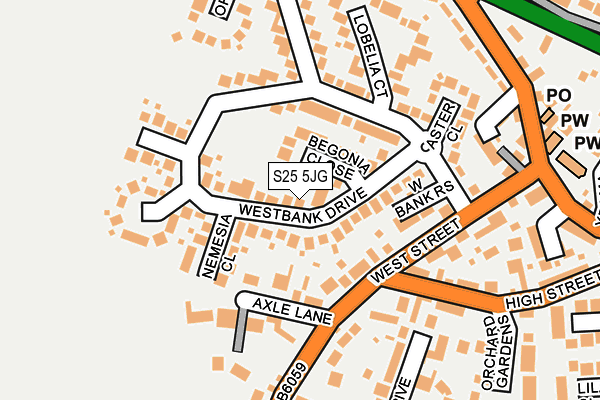 S25 5JG map - OS OpenMap – Local (Ordnance Survey)