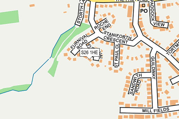 S26 1HE map - OS OpenMap – Local (Ordnance Survey)