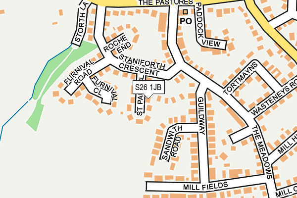 S26 1JB map - OS OpenMap – Local (Ordnance Survey)