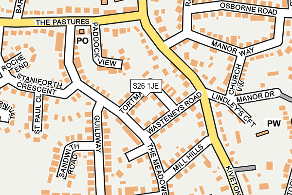 S26 1JE map - OS OpenMap – Local (Ordnance Survey)